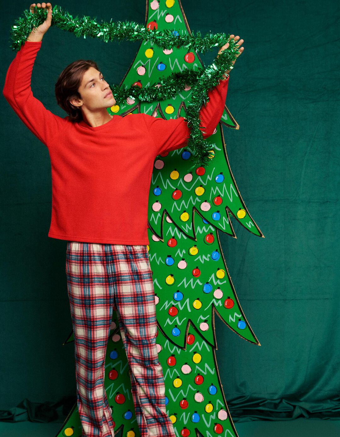 Pijama Polar De Natal, Homem, Vermelho Escuro