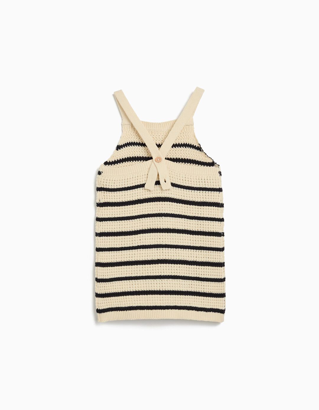 Vestido Riscas em Crochet, Menina, Cru