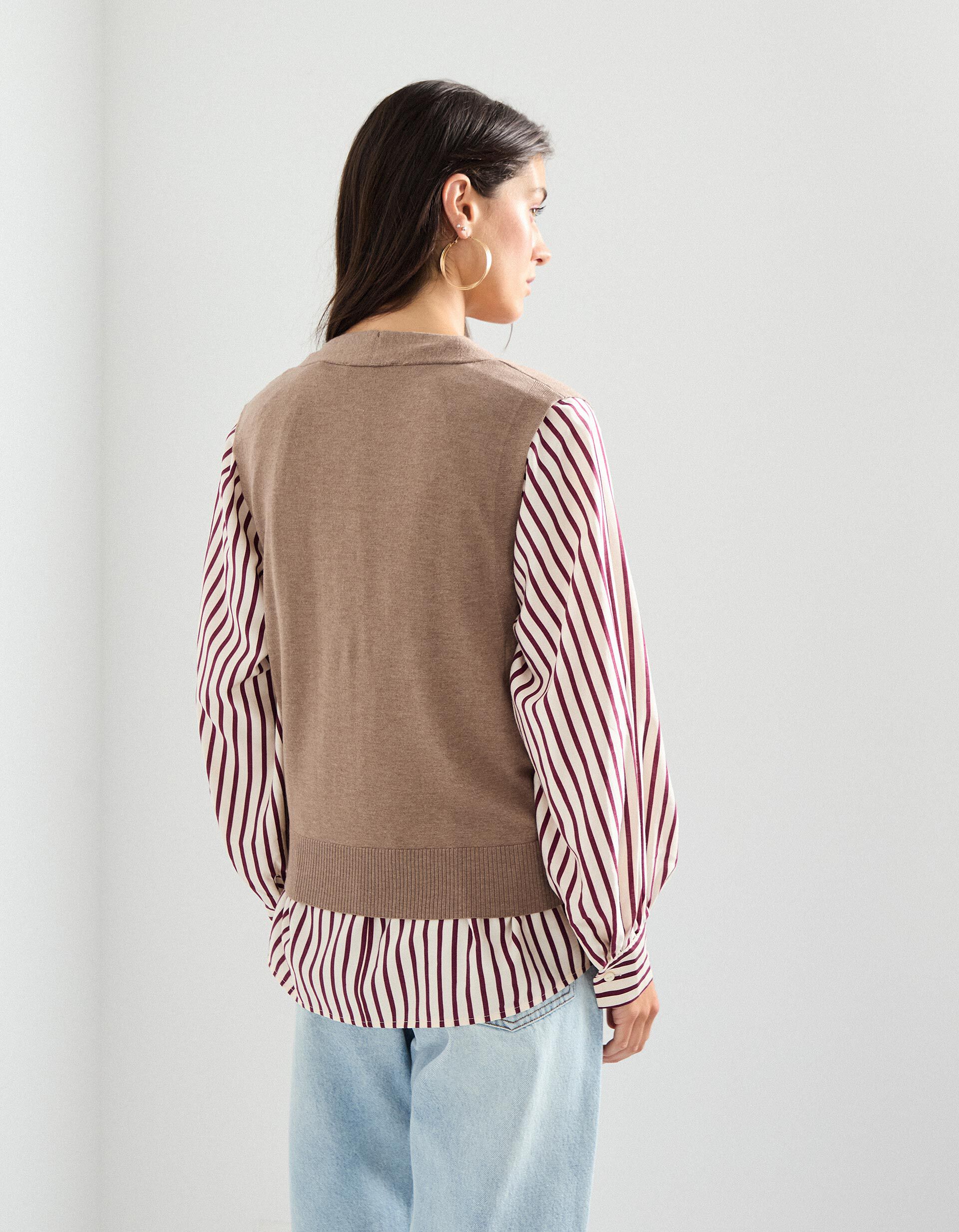 Comprar Online Colete com Caxemira, Mulher, Bege Escuro