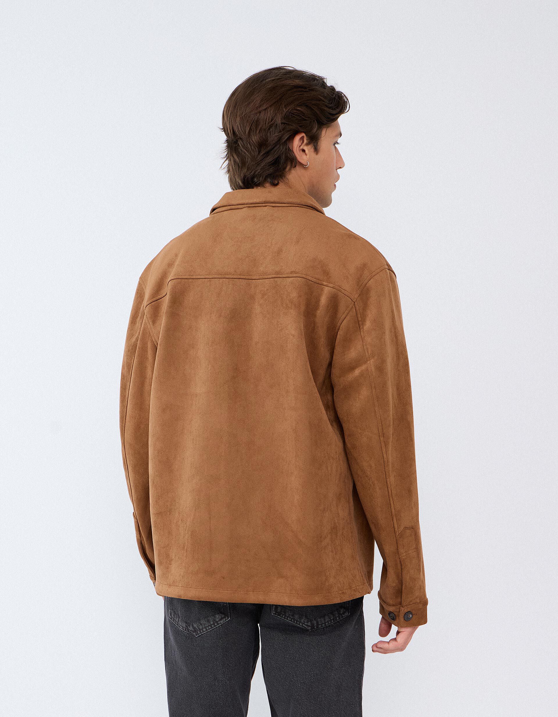 Comprar Online Sobrecamisa Efeito Camur&ccedil;a, Homem, Bege Escuro