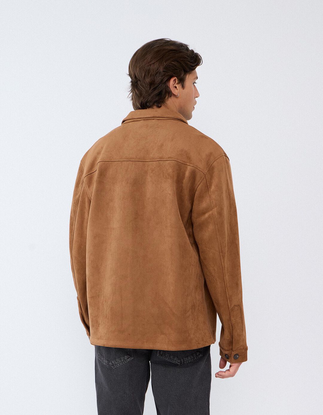 Sobrecamisa Efeito Camur&ccedil;a, Homem, Bege Escuro