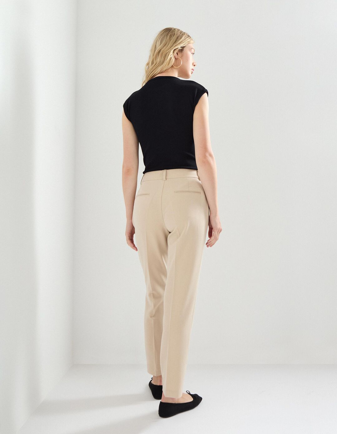 Calças Tailored, Mulher, Bege