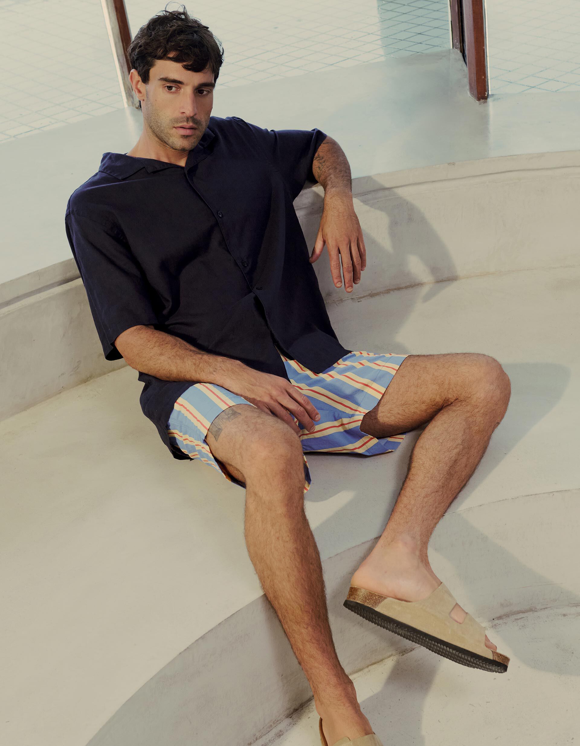 Comprar Online Camisa com Linho, Homem, Azul Escuro
