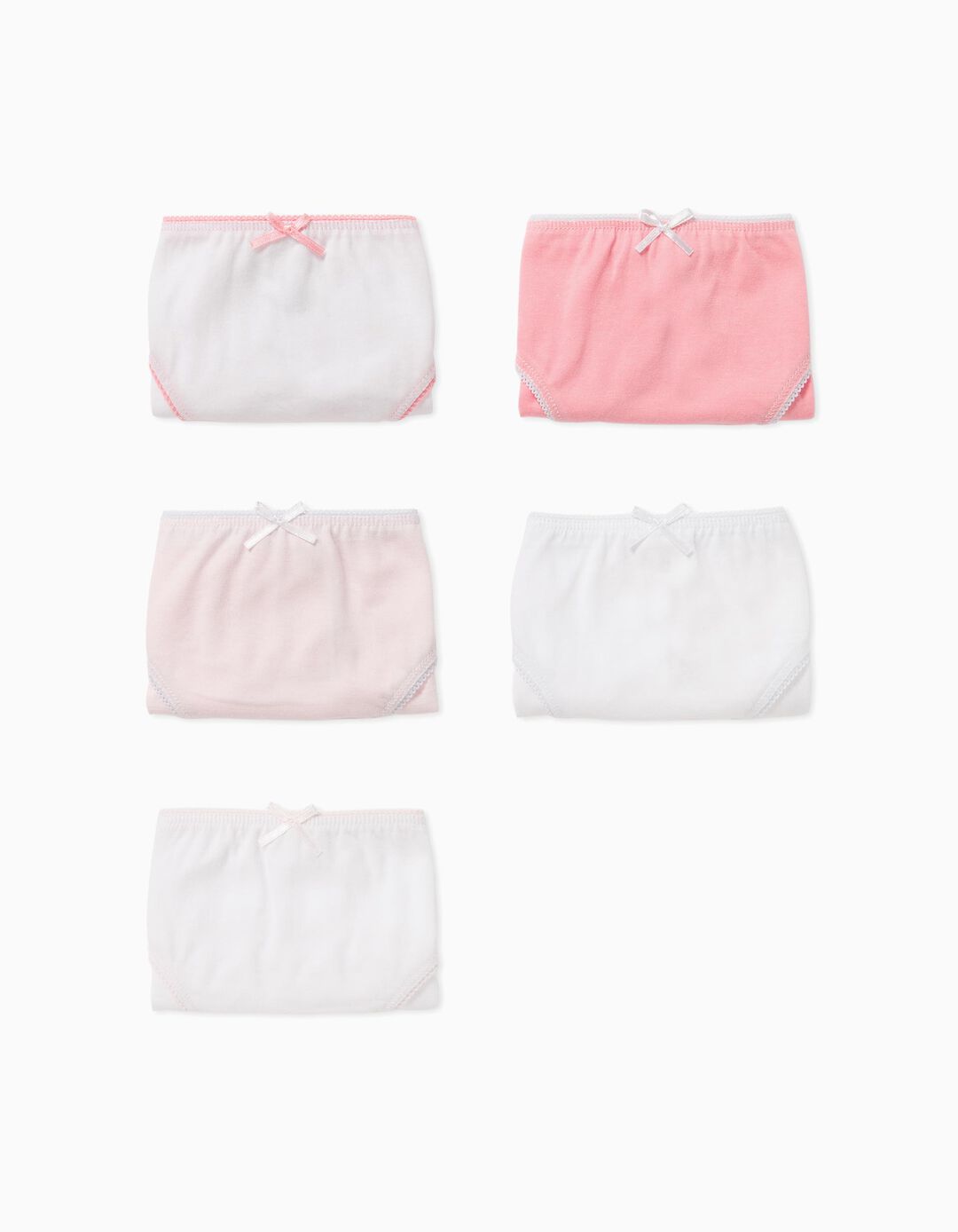 5 Briefs for Girls, Pink/White