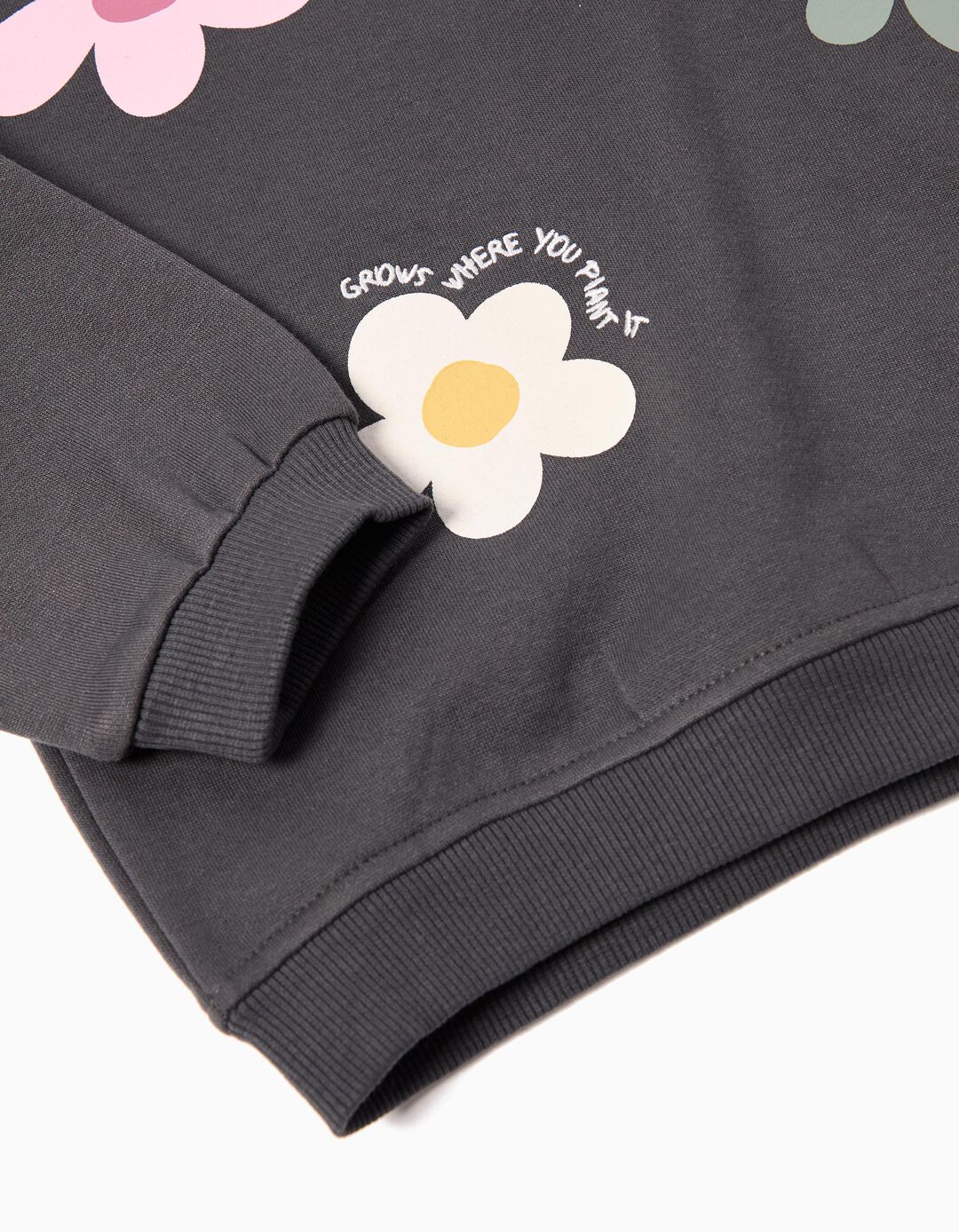 Sweatshirt de Felpa, Menina, Cinzento Escuro