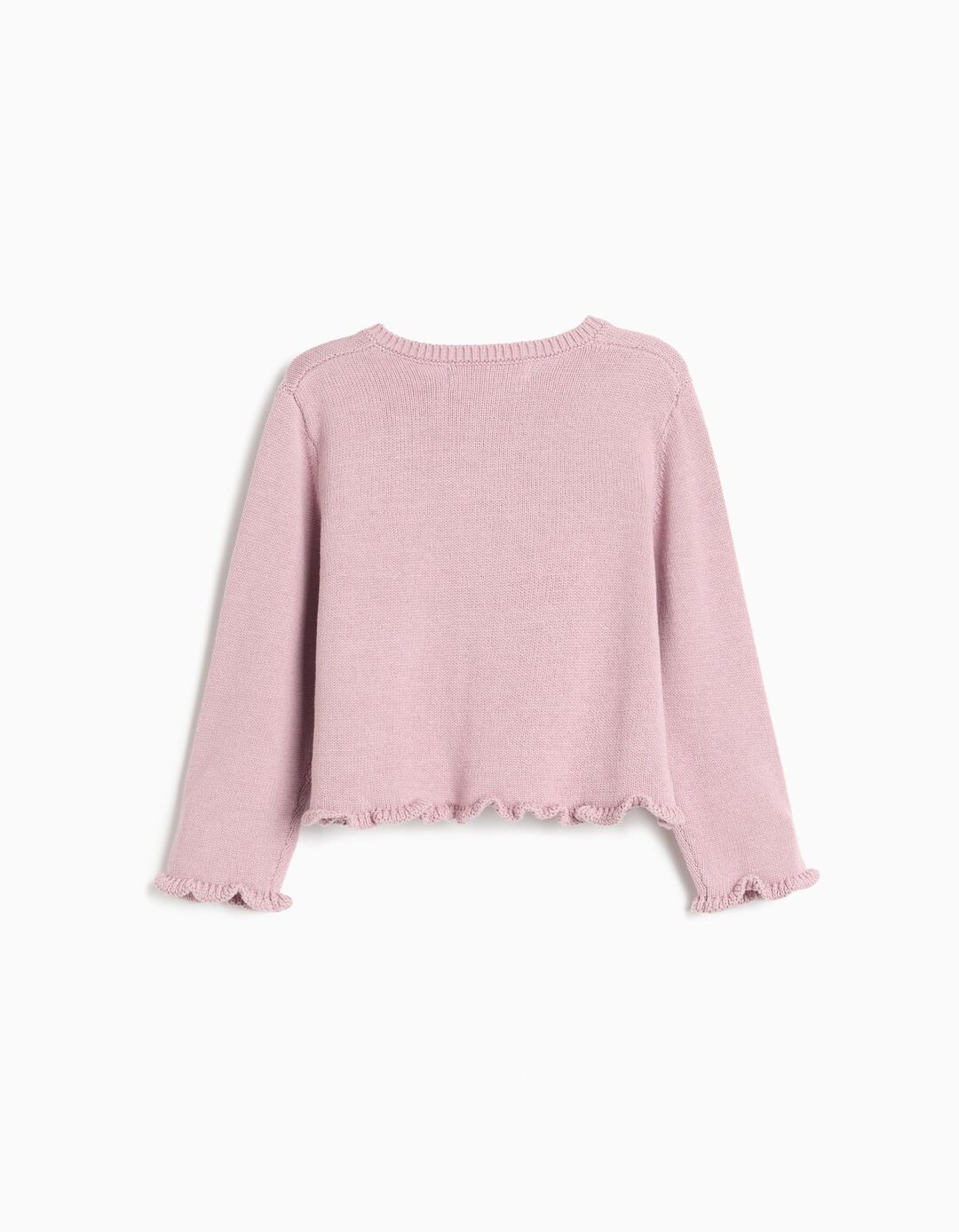 Casaco De Malha Com Folhos, Menina, Rosa Claro