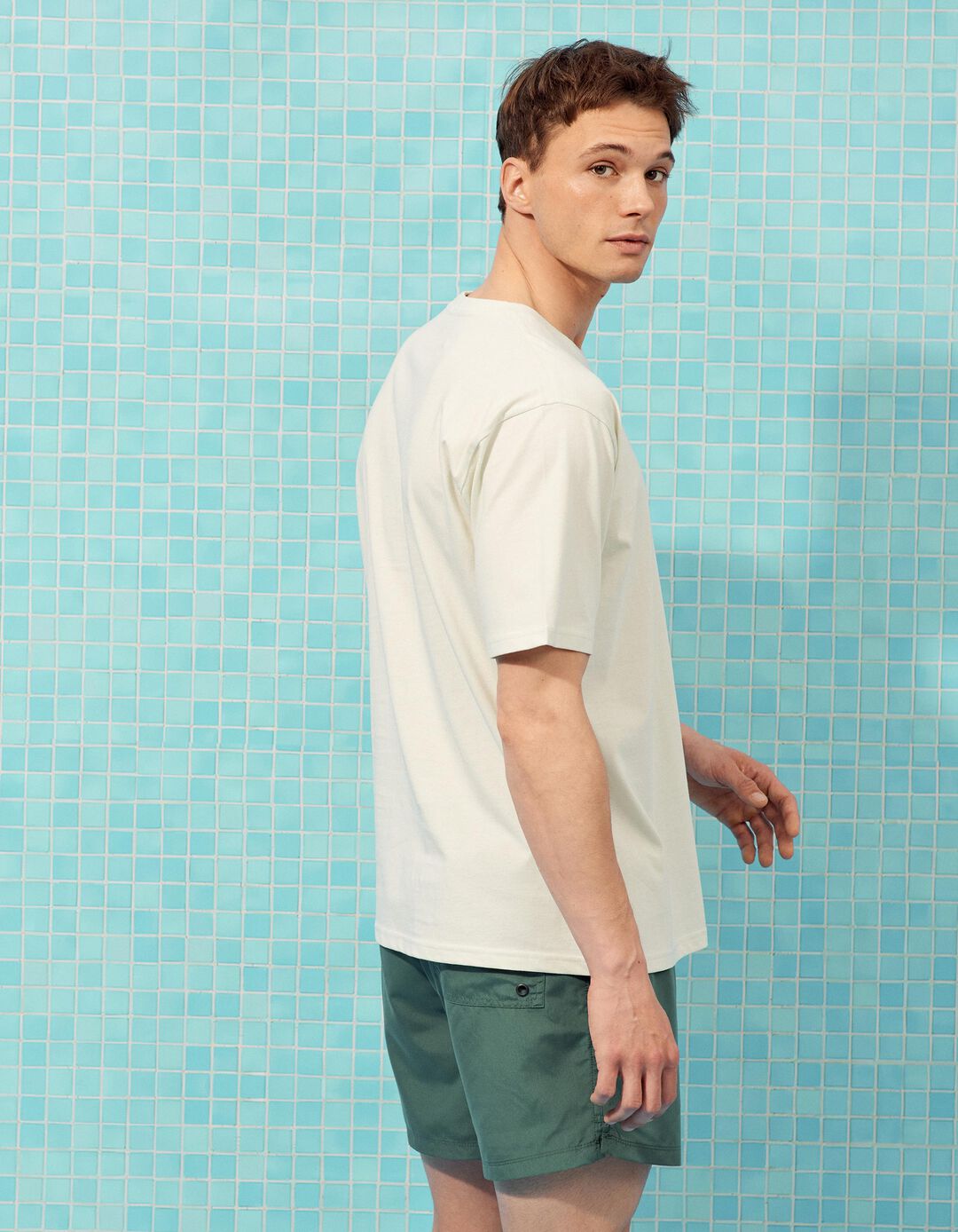 T-shirt Estampada, Homem, Verde &Aacute;gua