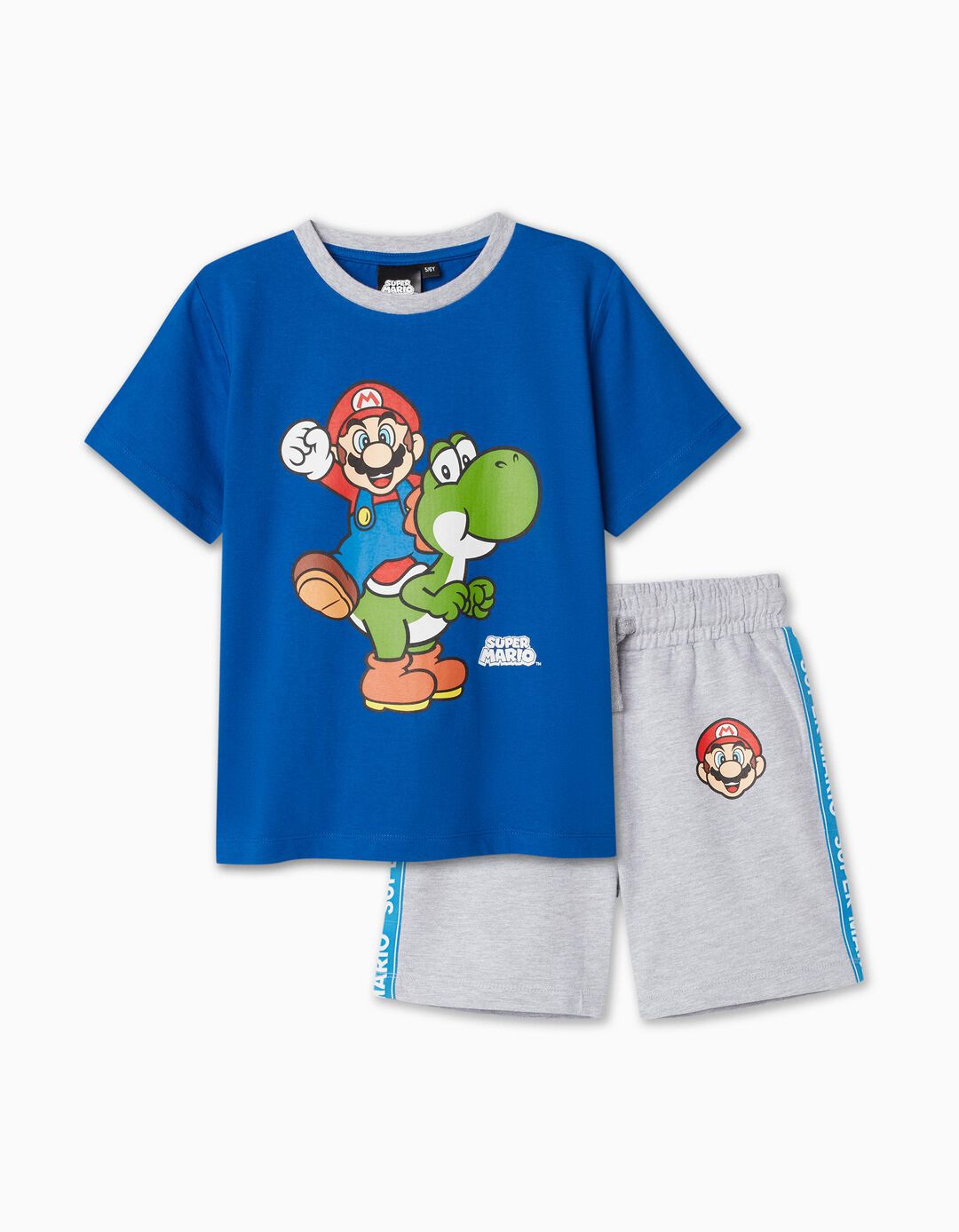 Conjunto T-shirt + Calções 'Super Mario', Menino, Azul