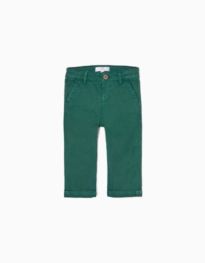 Twill Trousers for Baby Boys, Green