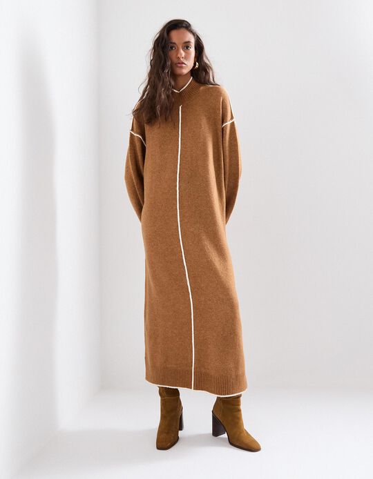 Comprar Online Vestido de Malha com Lã, Mulher, Castanho Claro