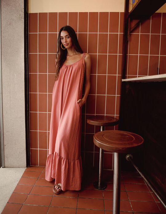 Comprar Online Vestido Riscas, Mulher, Laranja Escuro