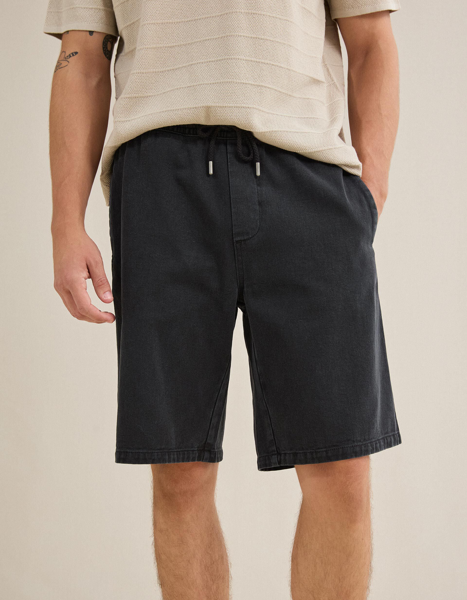 Comprar Online Cal&ccedil;&otilde;es Bermuda De Sarja, Homem, Preto