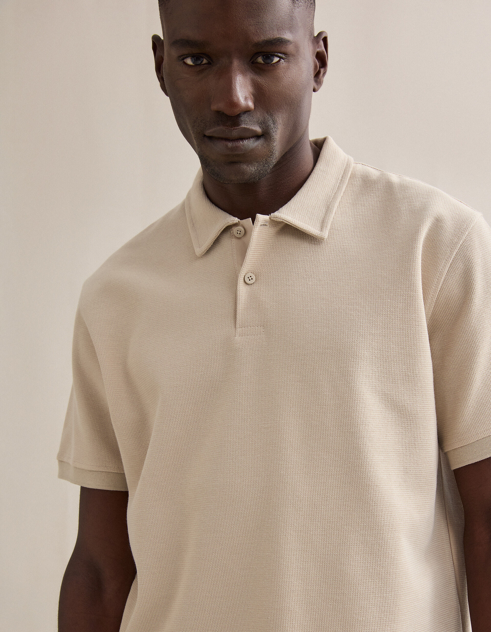 Comprar Online Polo Waffle, Homem, Bege Claro