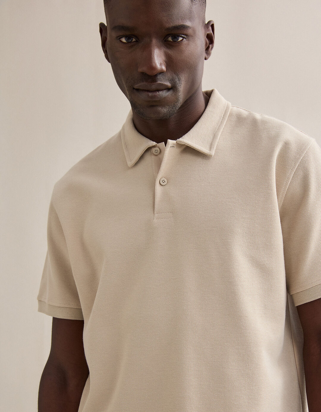 Polo Waffle, Homem, Bege Claro