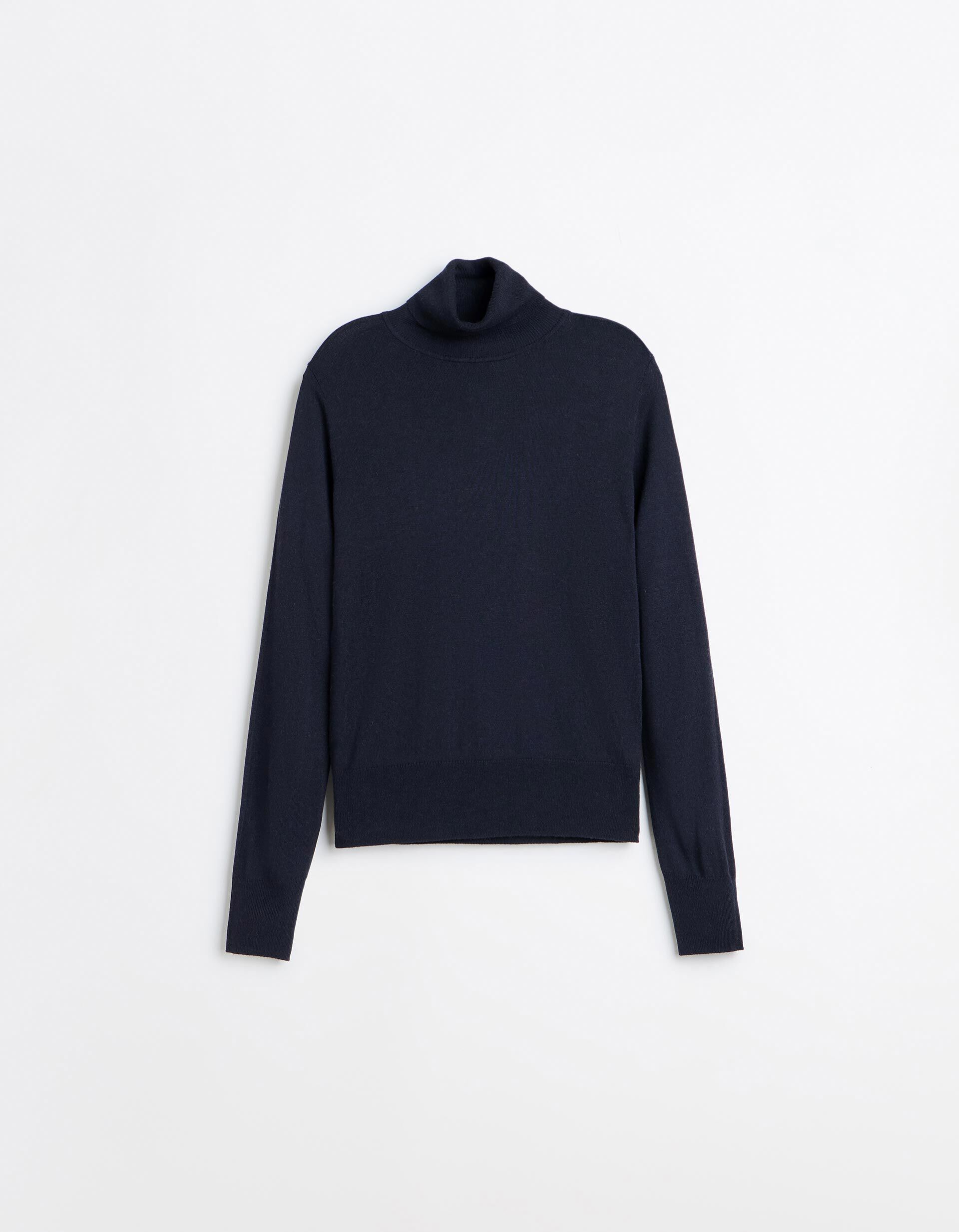 Comprar Online Camisola Gola Alta Com Caxemira, Mulher, Azul Escuro