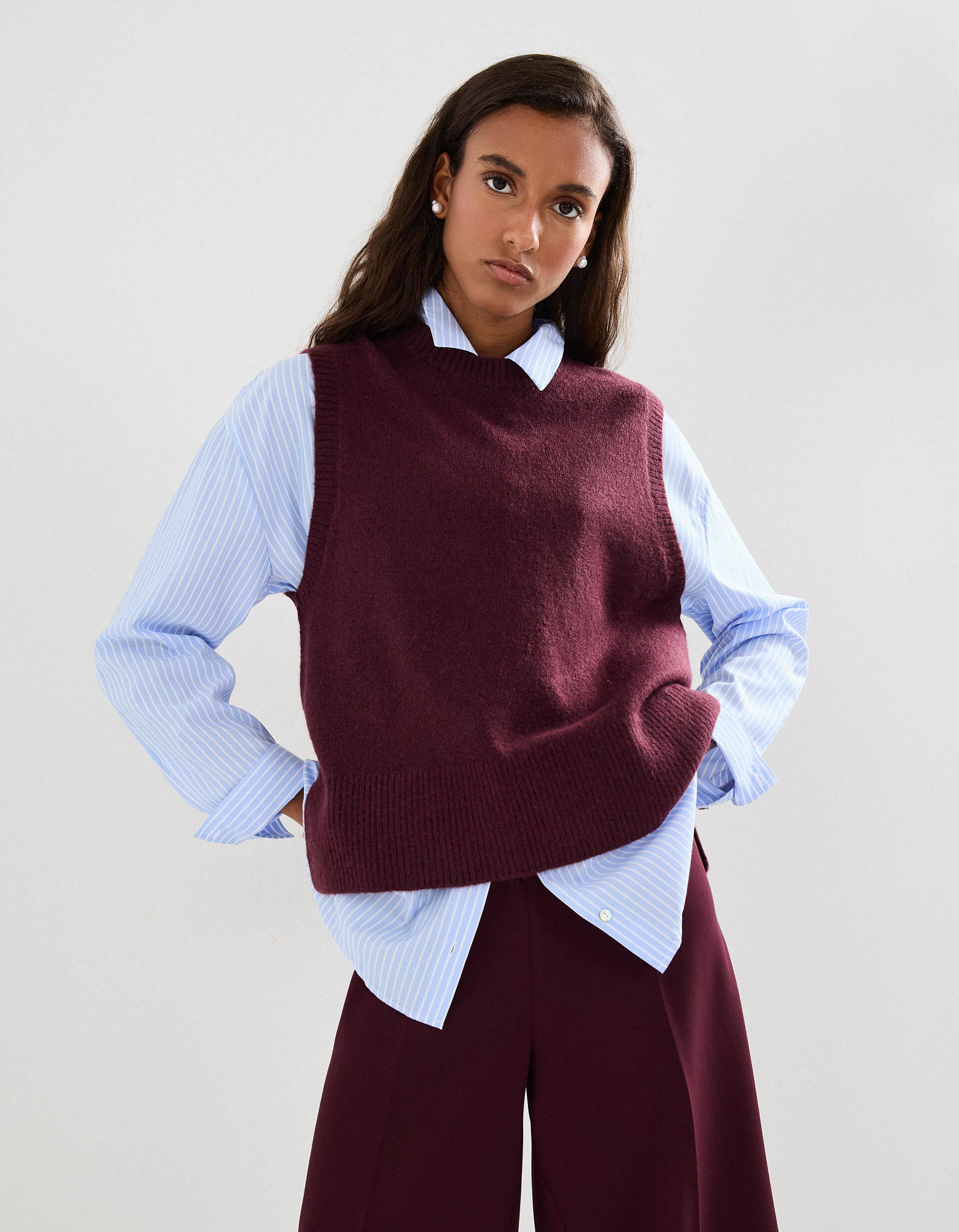 Comprar Online Colete de Malha, Mulher, Vermelho Escuro