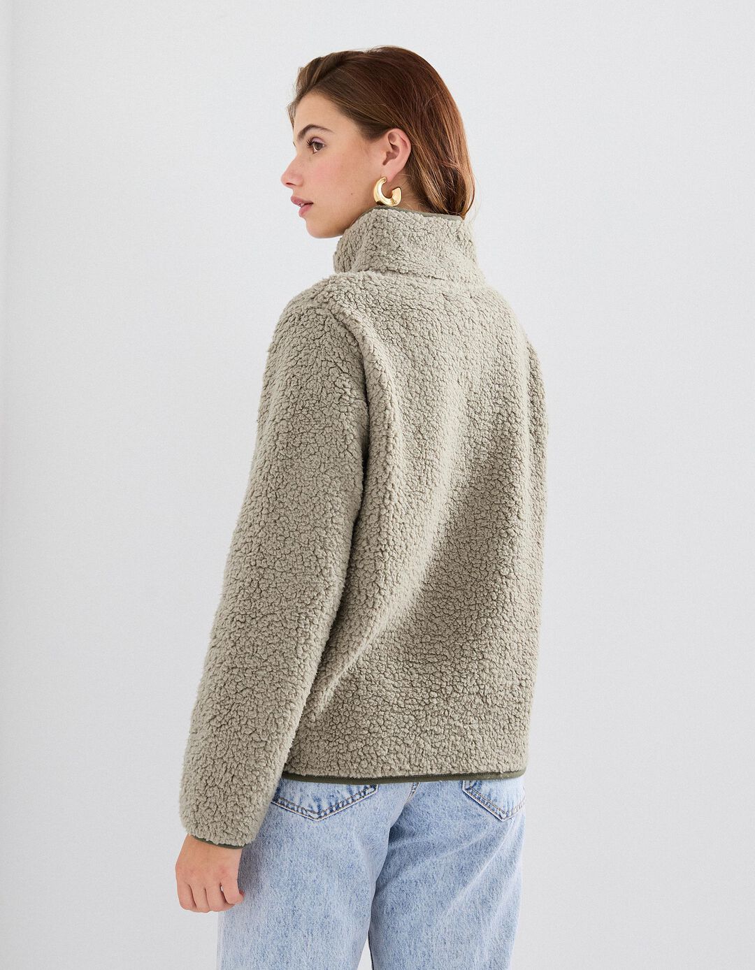 Sweatshirt Sherpa, Mulher, Verde Escuro