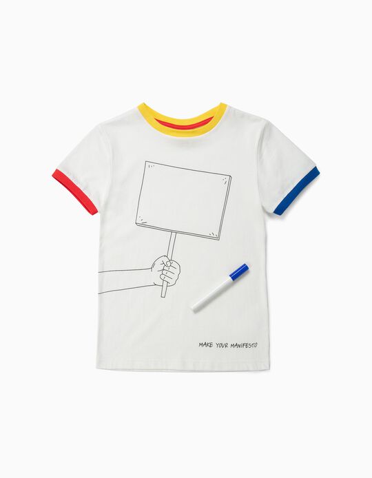 T-shirt para Menino 'Make Your Manifesto', Branco