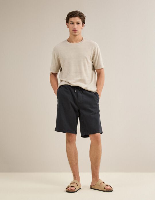 Comprar Online Cal&ccedil;&otilde;es Bermuda De Sarja, Homem, Preto