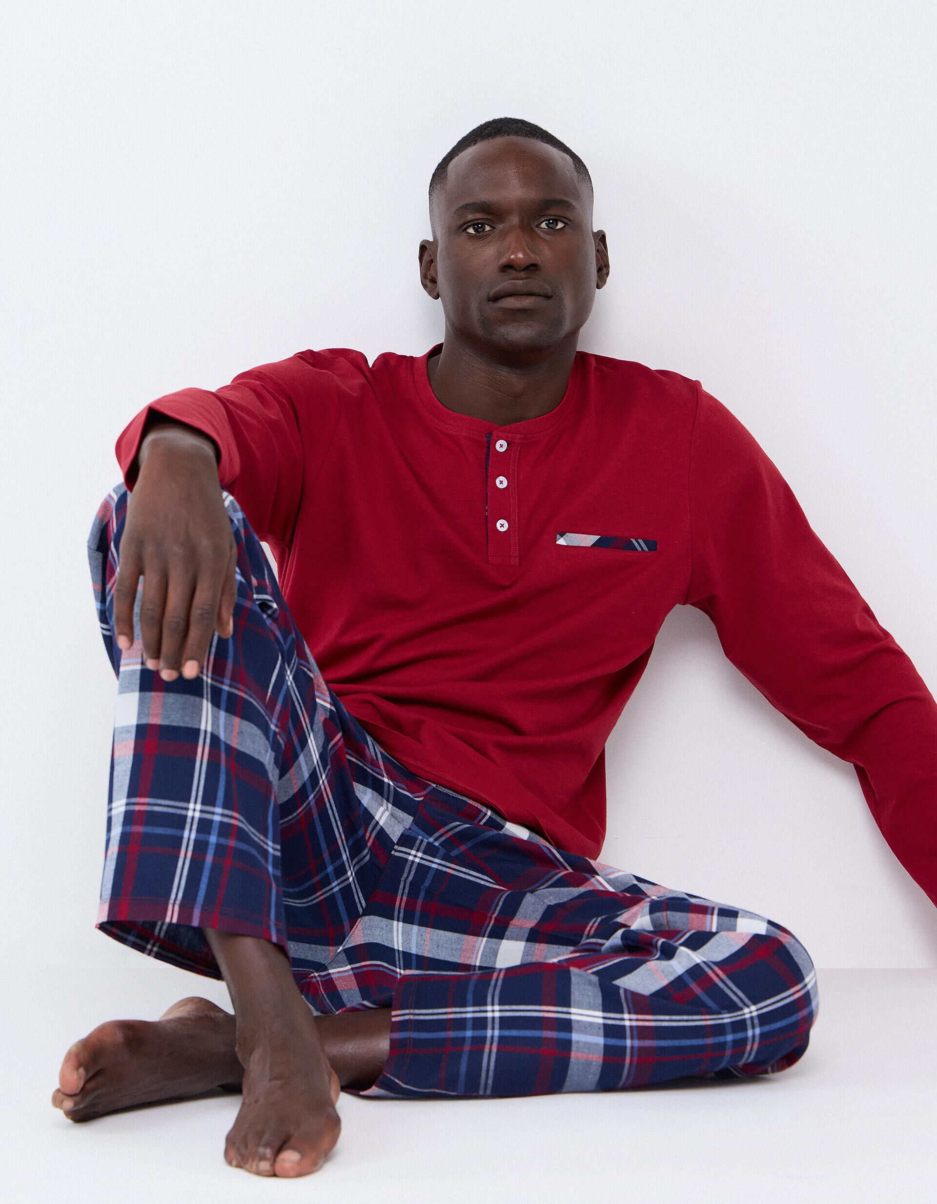 Comprar Online Pijama Xadrez, Homem, Vermelho Escuro