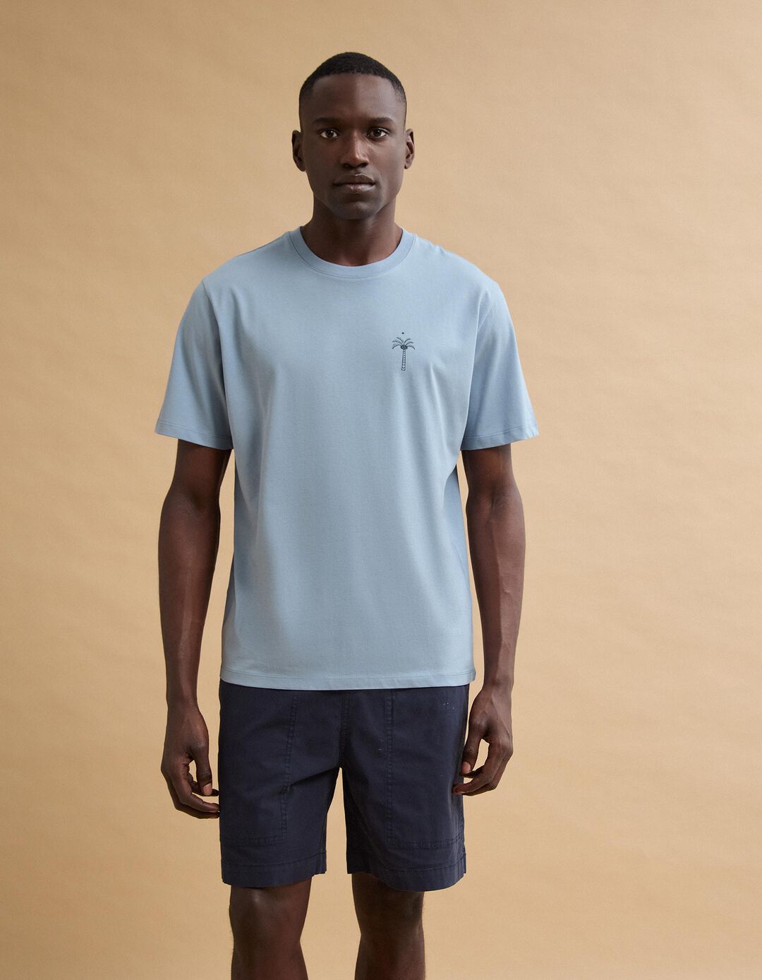 T-shirt Jersey Estampada, Homem, Azul Claro