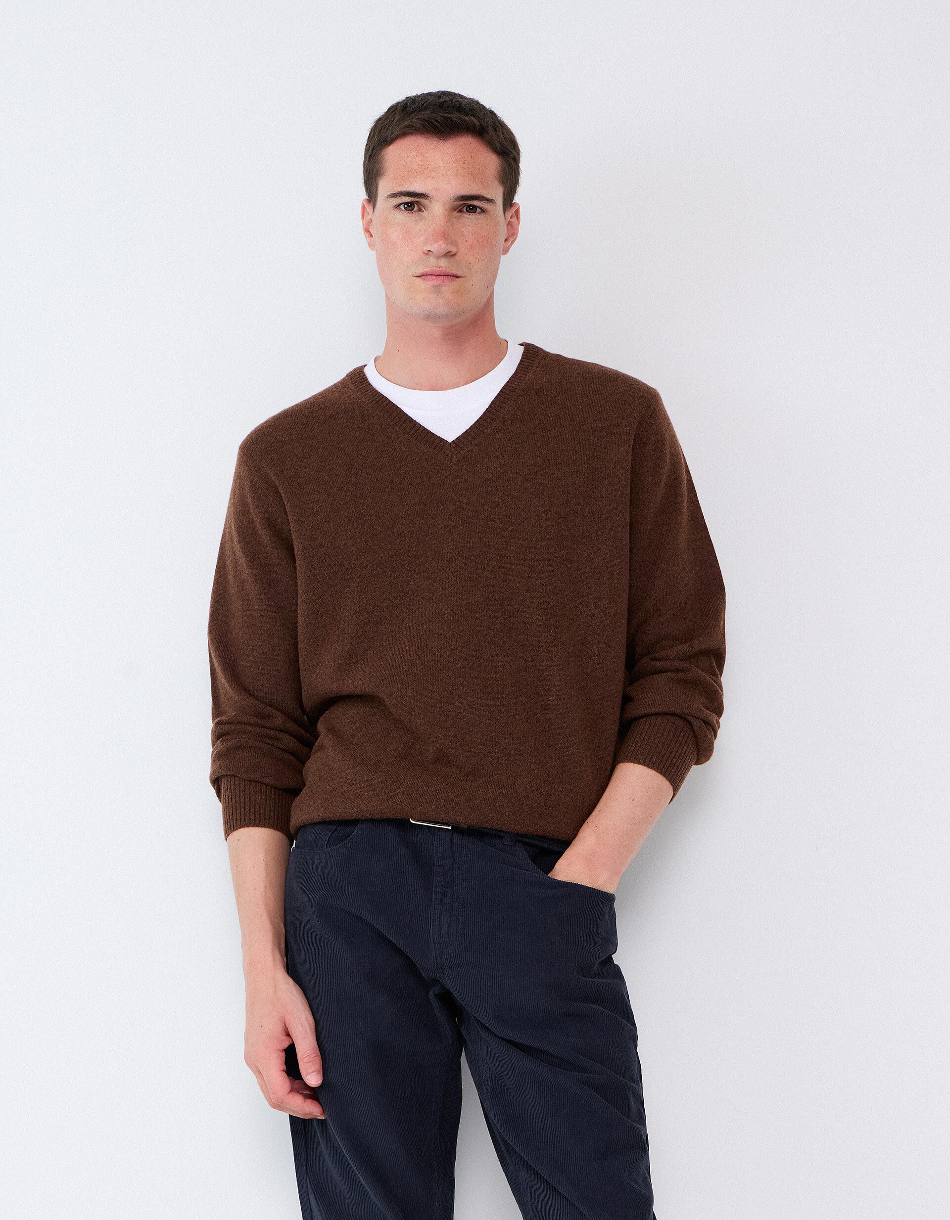 Comprar Online Camisola Com Mistura De L&atilde;, Homem, Castanho