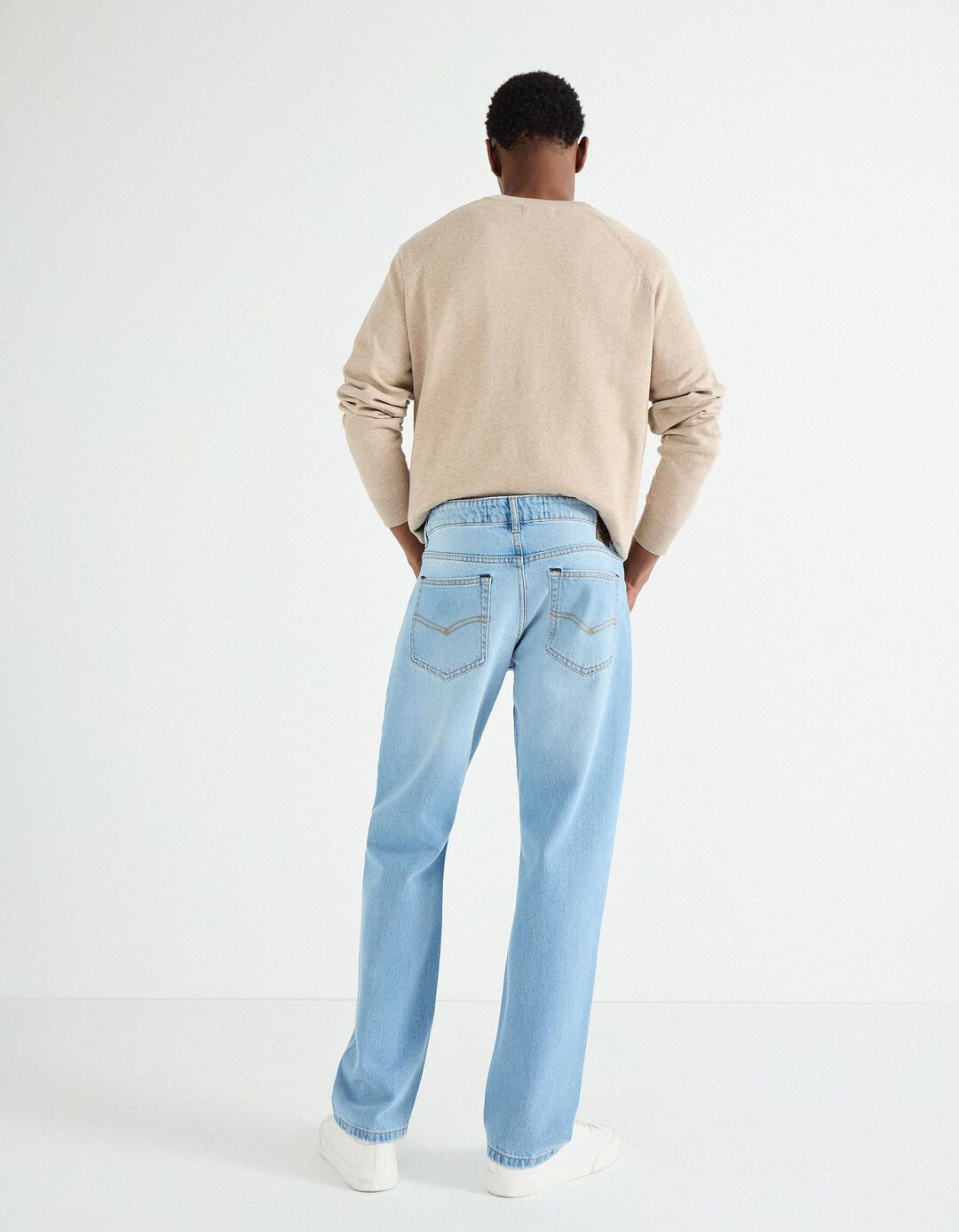 Calças de Ganga 'Straight Fit', Homem, Azul Claro