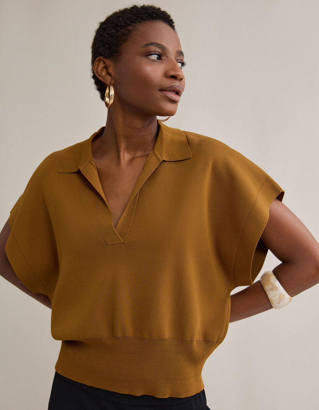 Polo de Malha, Mulher, Bege