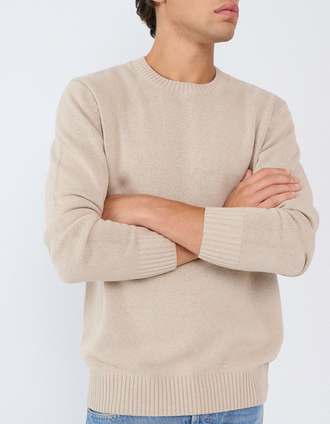 Camisola De Malha, Homem, Bege