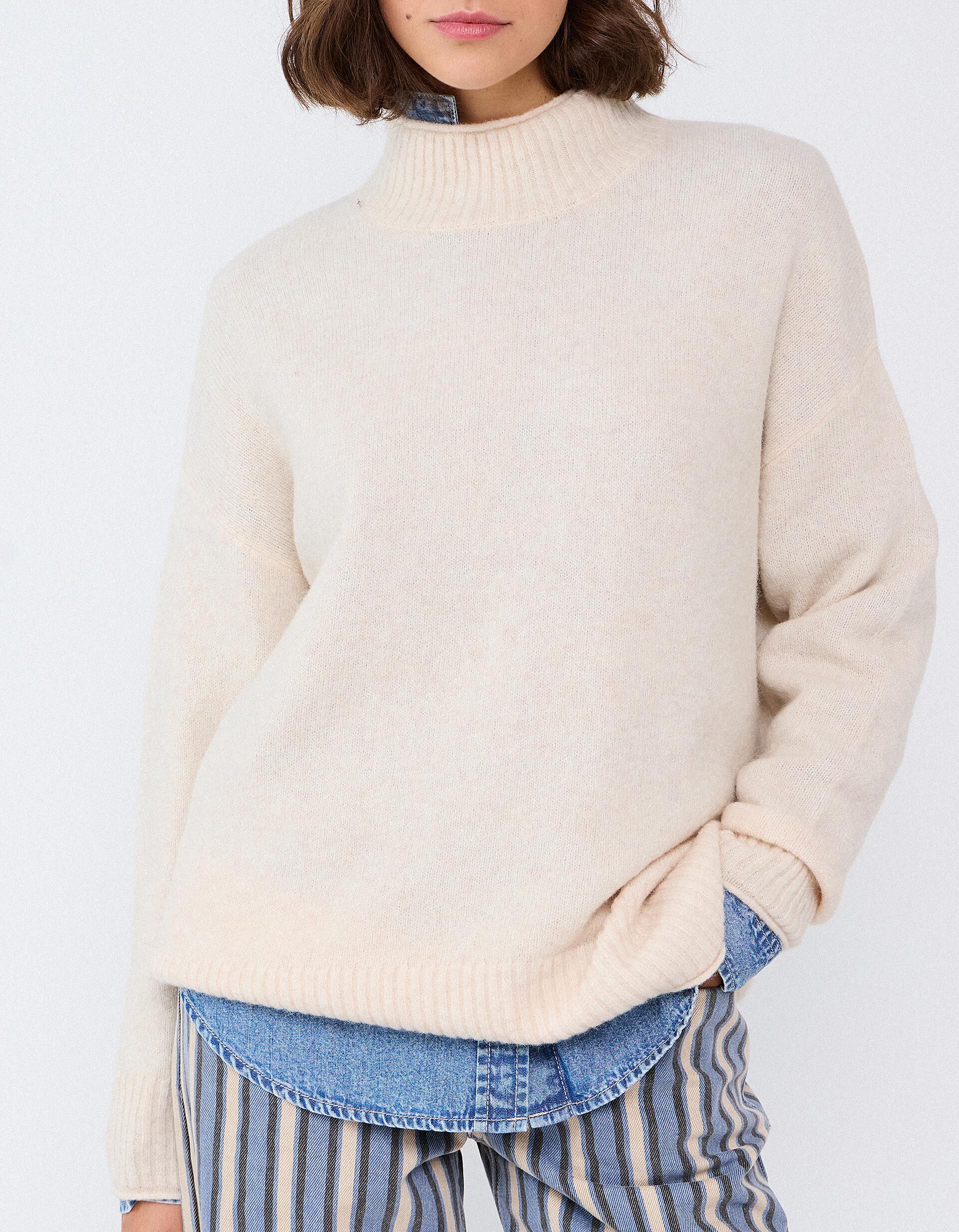 Comprar Online Camisola Em Mistura De L&atilde; E Alpaca, Mulher, Bege Claro