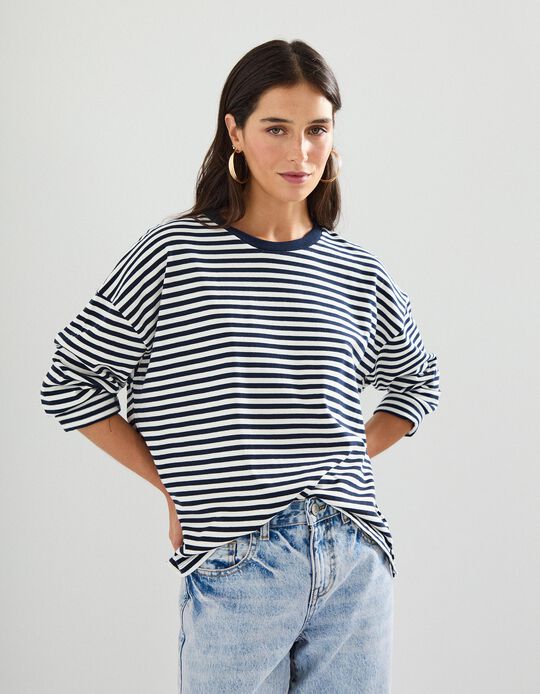 Comprar Online Camisola Riscas, Mulher, Azul Escuro