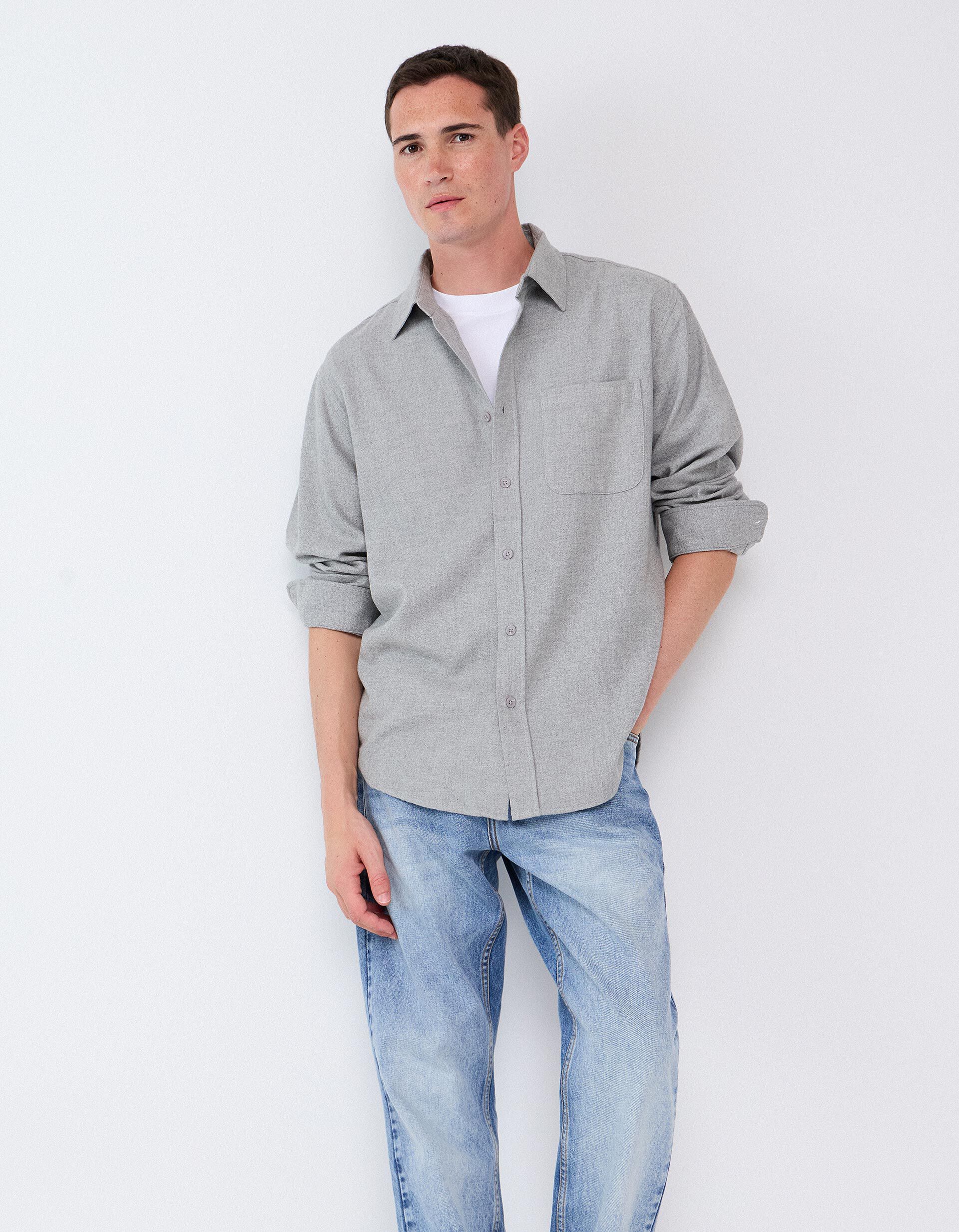 Comprar Online Camisa De Flanela, Homem, Cinzento