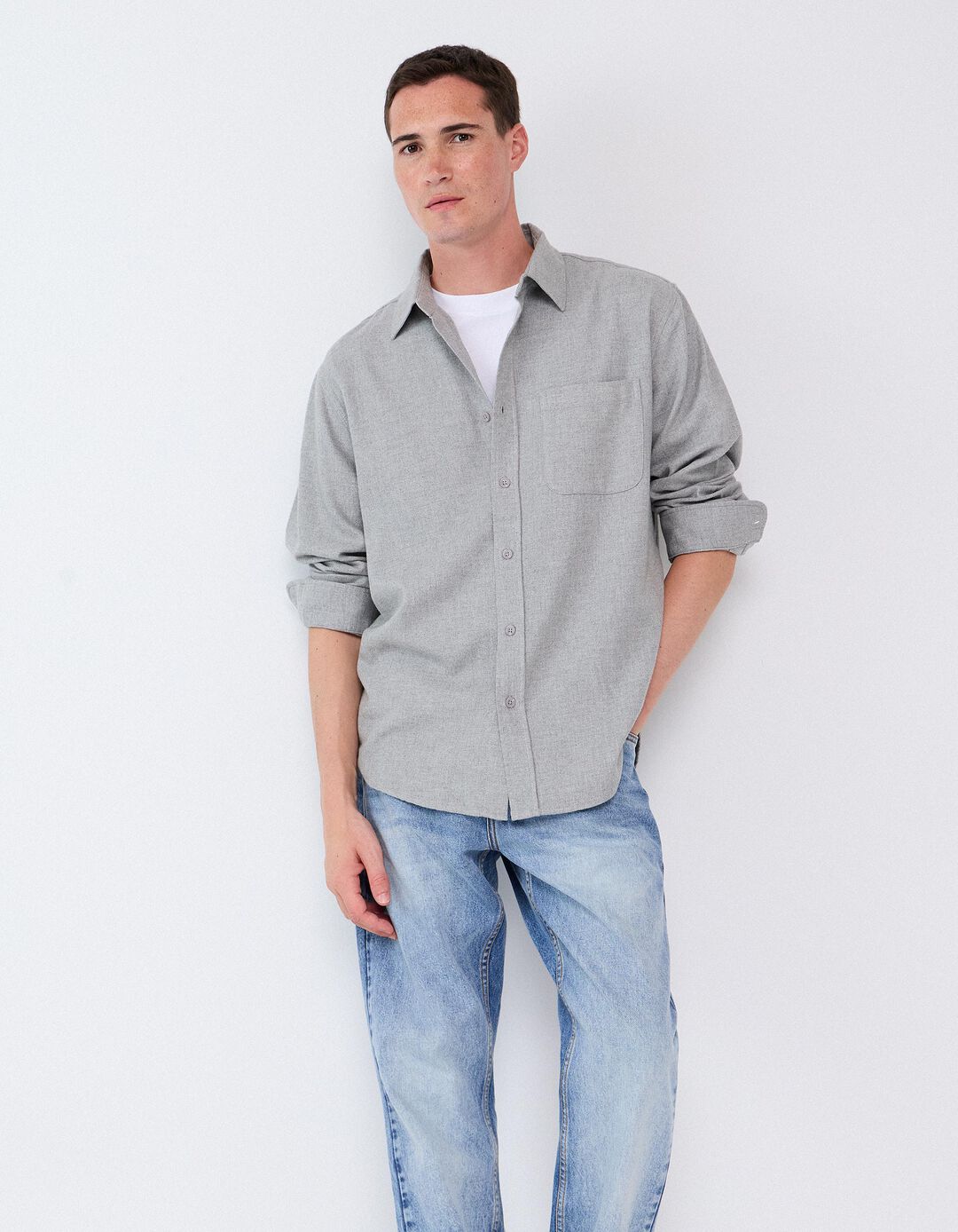 Camisa De Flanela, Homem, Cinzento
