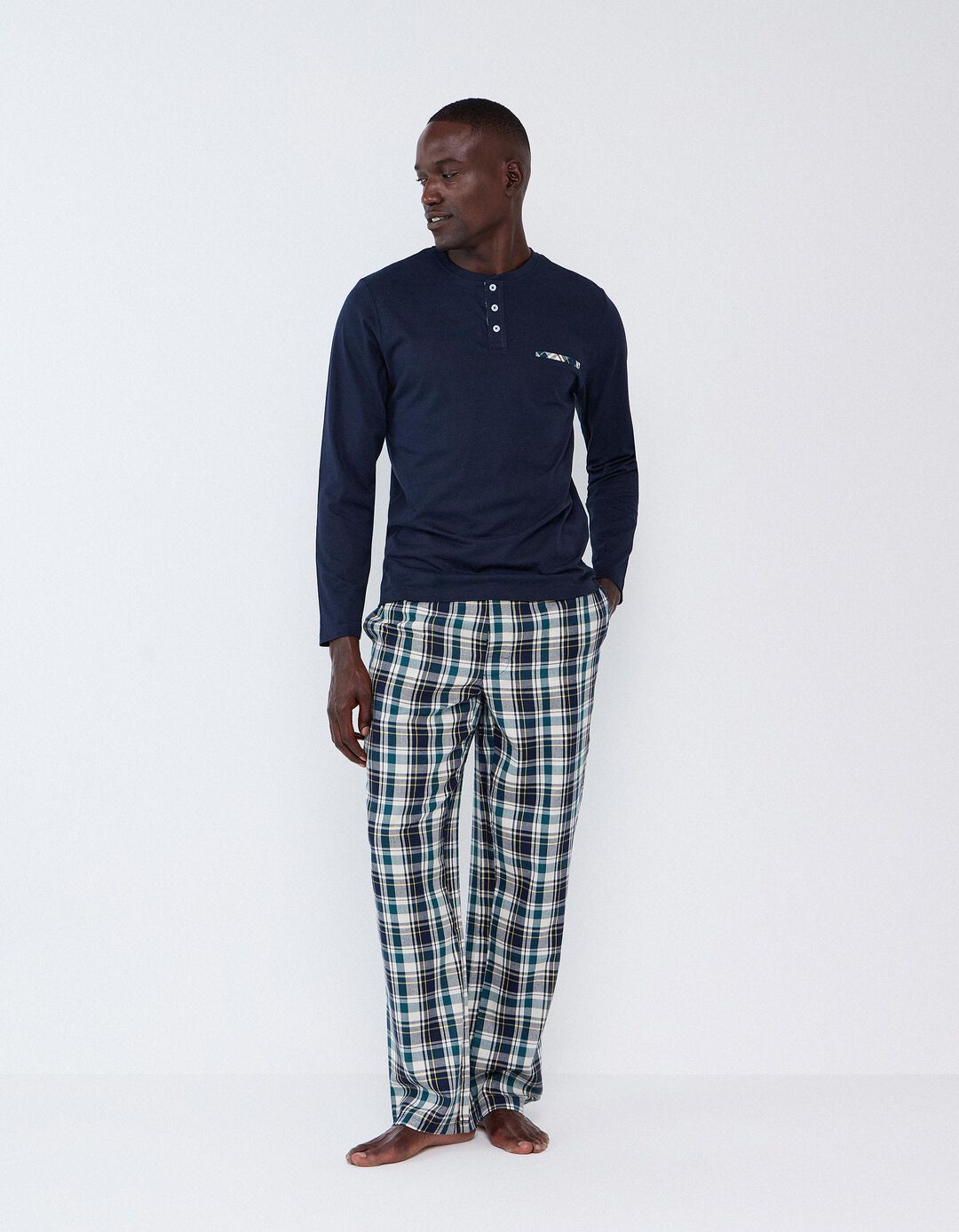 Pijama Xadrez, Homem, Azul Escuro
