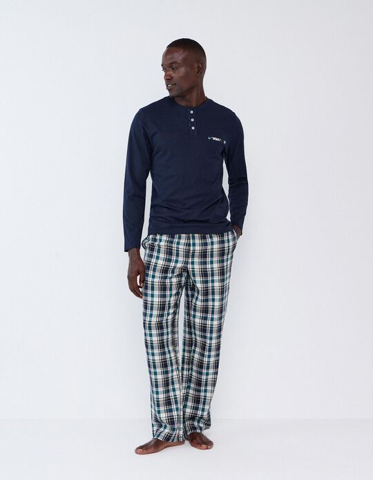 Comprar Online Pijama Xadrez, Homem, Azul Escuro