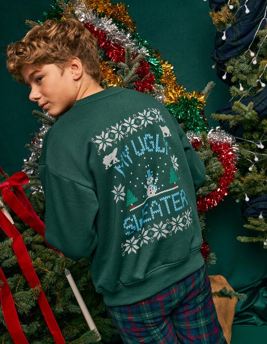 Comprar Online Sweatshirt Cardada, Menino, Verde Escuro