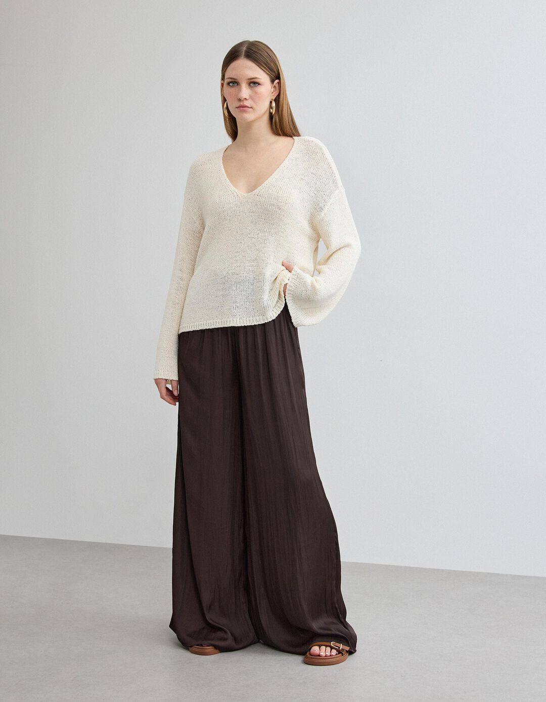 Cal&ccedil;as 'Wide', Mulher, Castanho