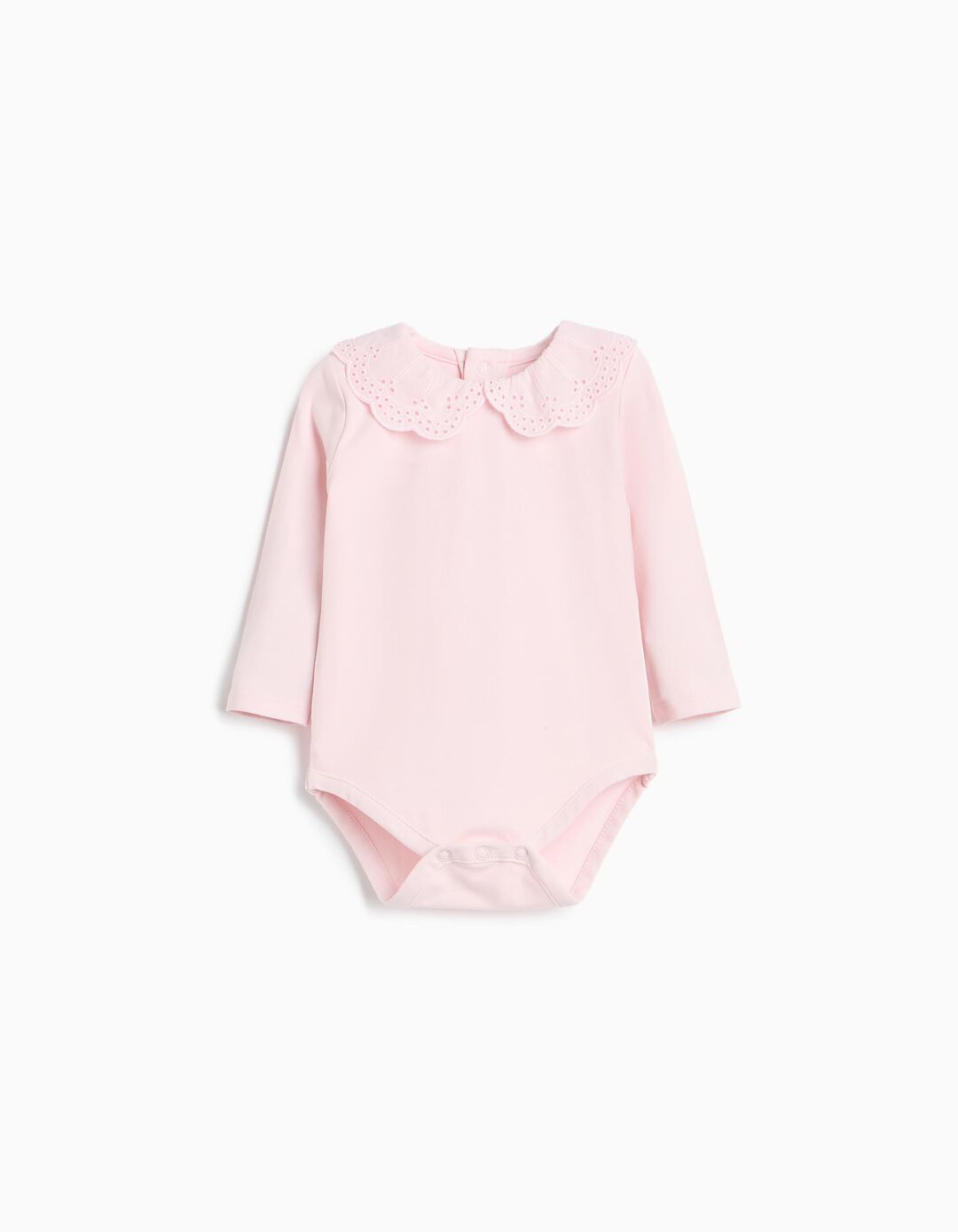 Body De Manga Comprida, Rec&eacute;m-Nascido, Rosa Claro