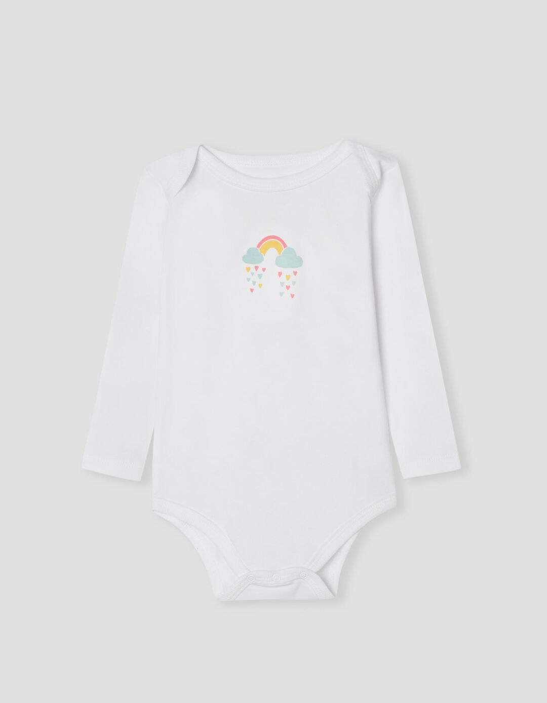 Pack of 5 Bodysuits, Baby Girls, White