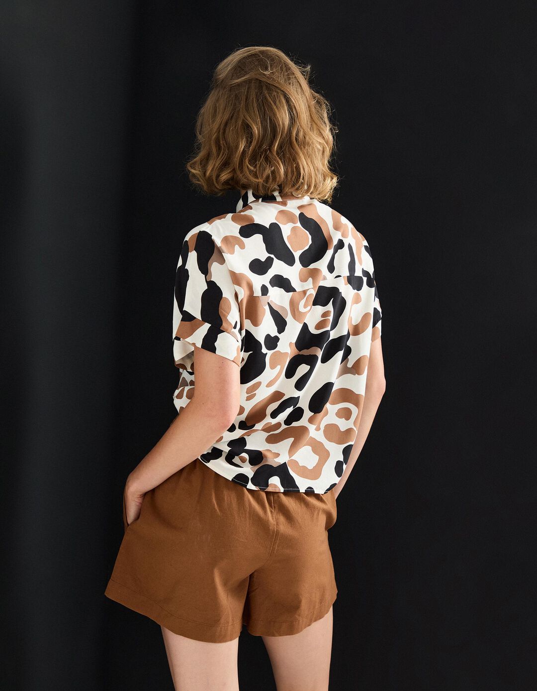 Camisa Viscose, Mulher, Castanho Claro