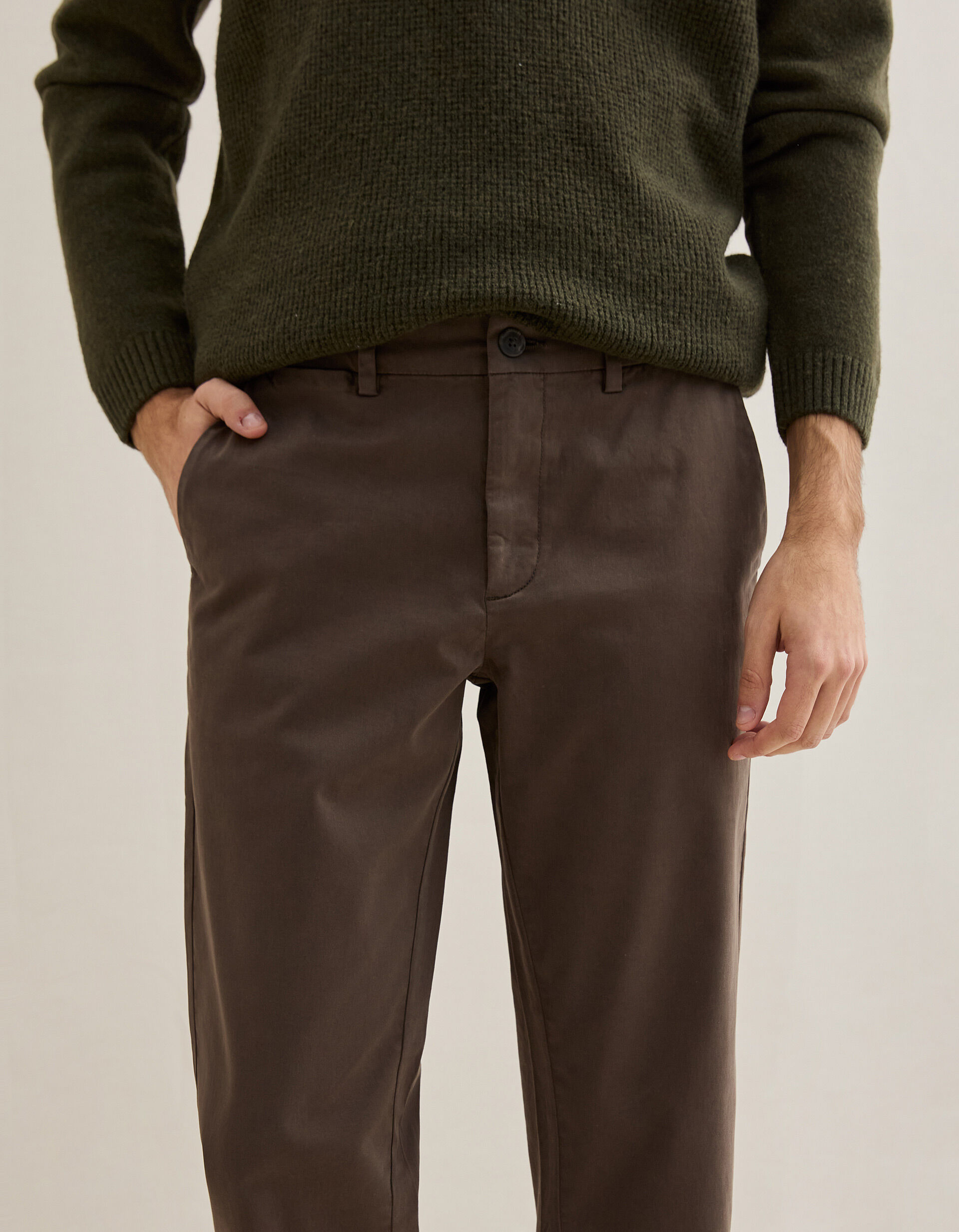 Comprar Online Cal&ccedil;as Chino Slim, Homem, Castanho Escuro