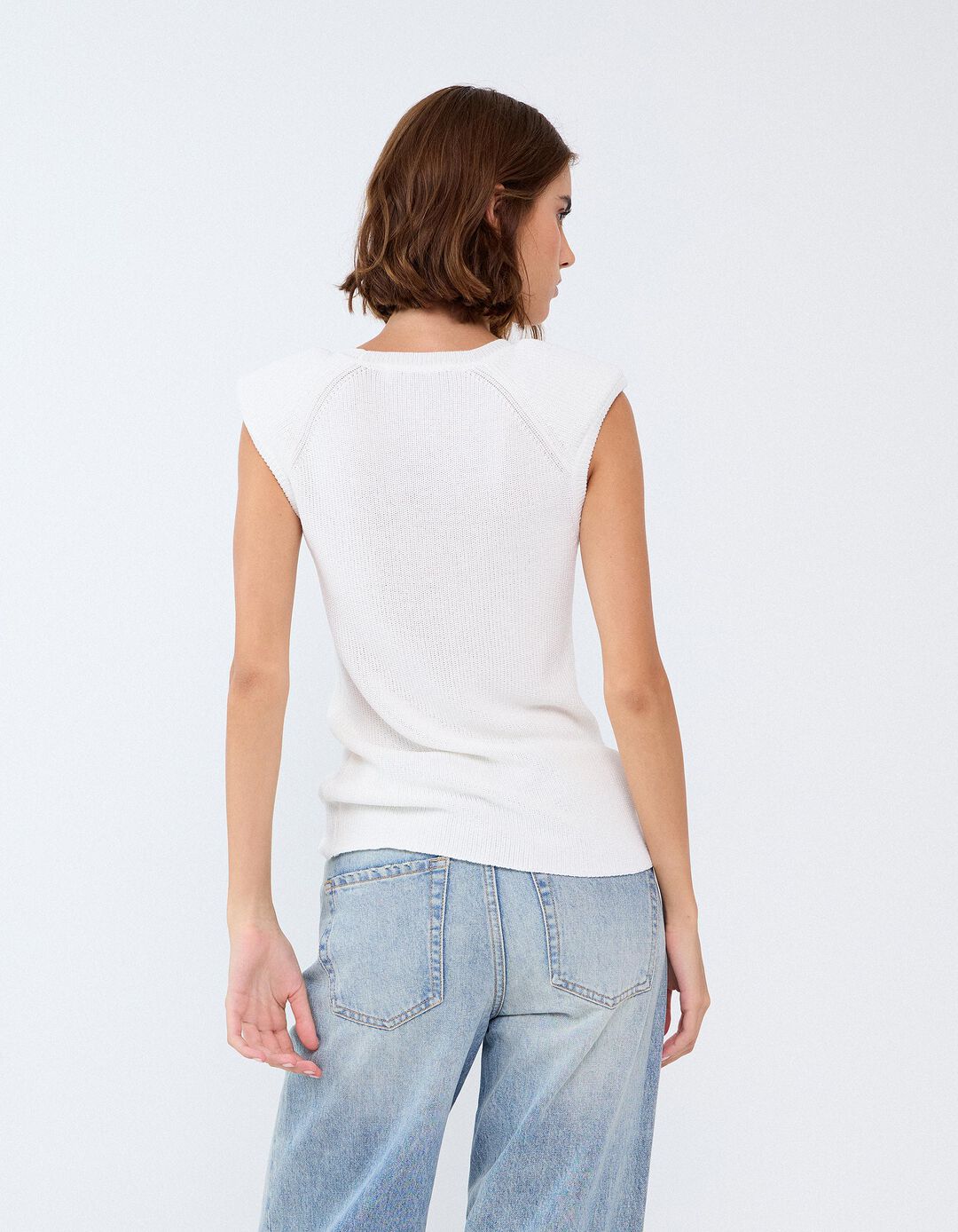 Sweater Sem Mangas, Mulher, Branco