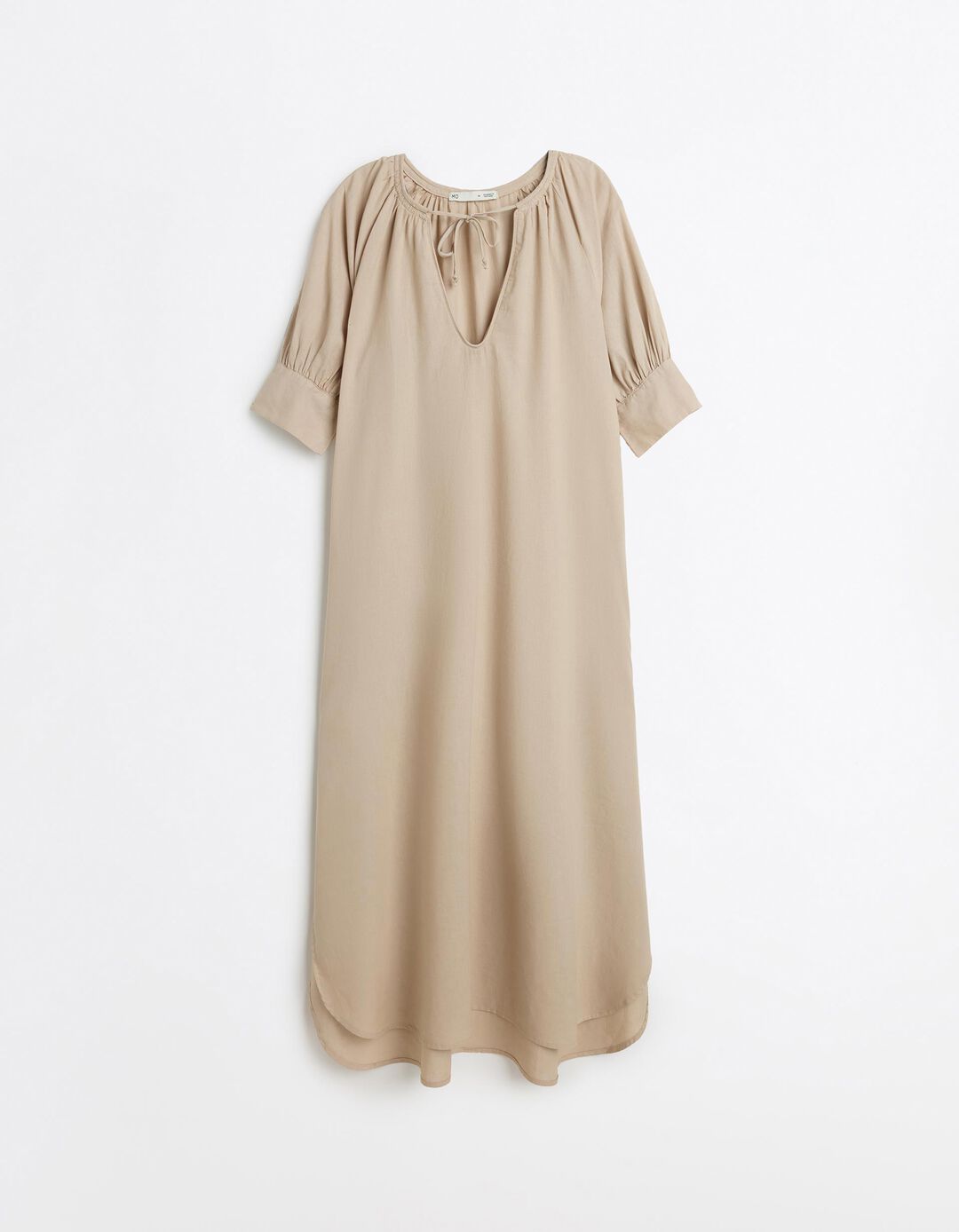 Vestido com Linho, Mulher, Bege