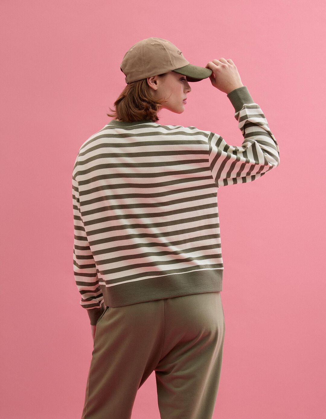 Sweatshirt Riscas, Mulher, Caqui