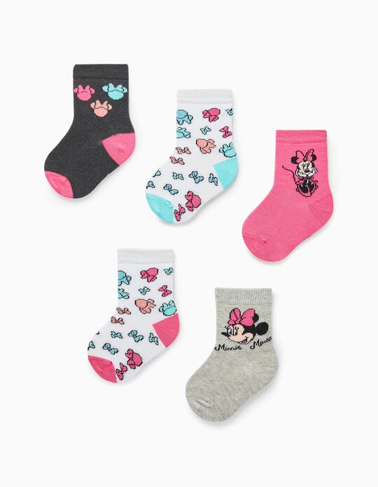 5 Pairs of Socks for Baby Girls 'Minnie', Multicolured