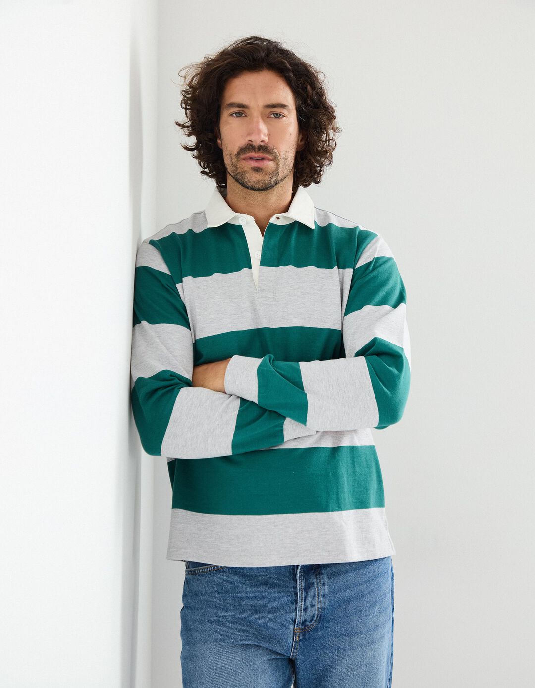 Polo Jersey, Homem, Verde Escuro