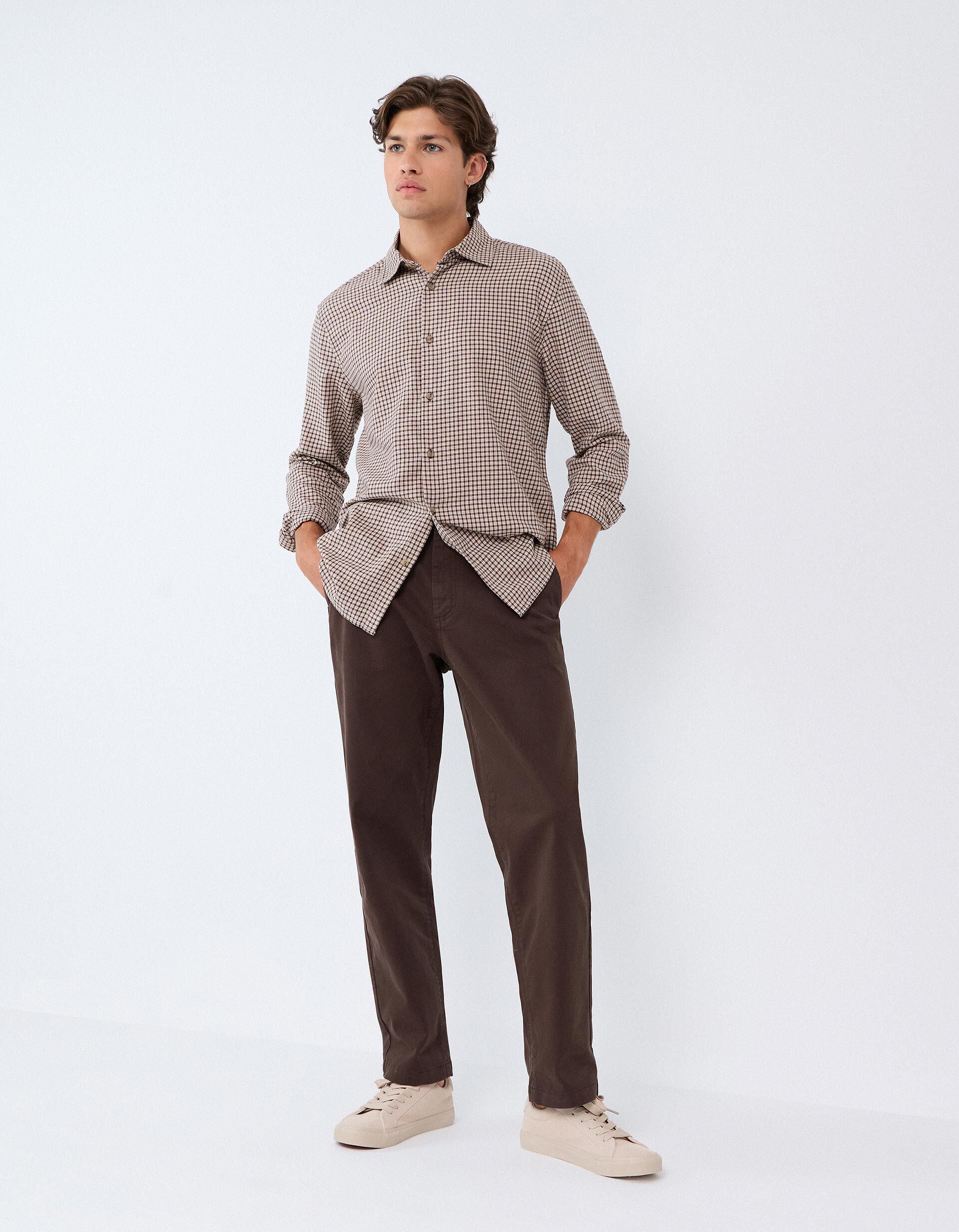 Comprar Online Cal&ccedil;as Chino Straight, Homem, Castanho Escuro