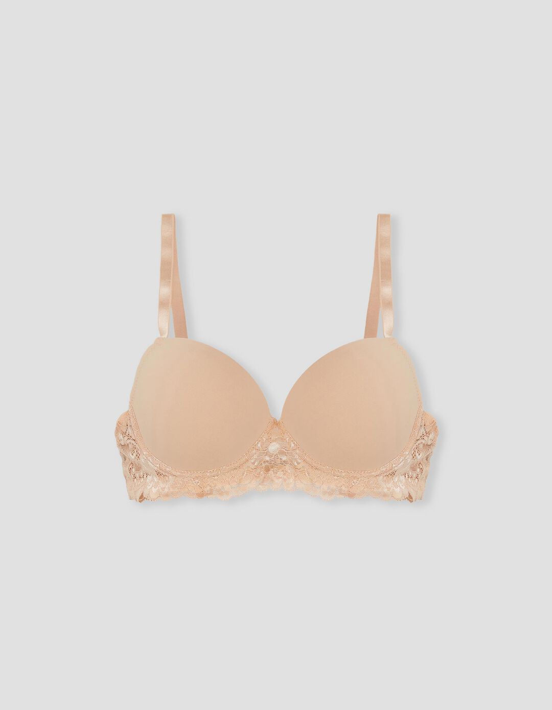 Bra with Lace Trim, Beige