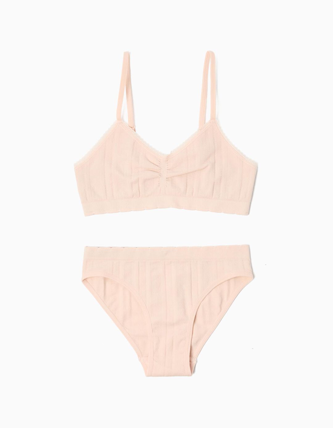 Conjunto Soutien e Cuecas, Menina, Rosa Claro