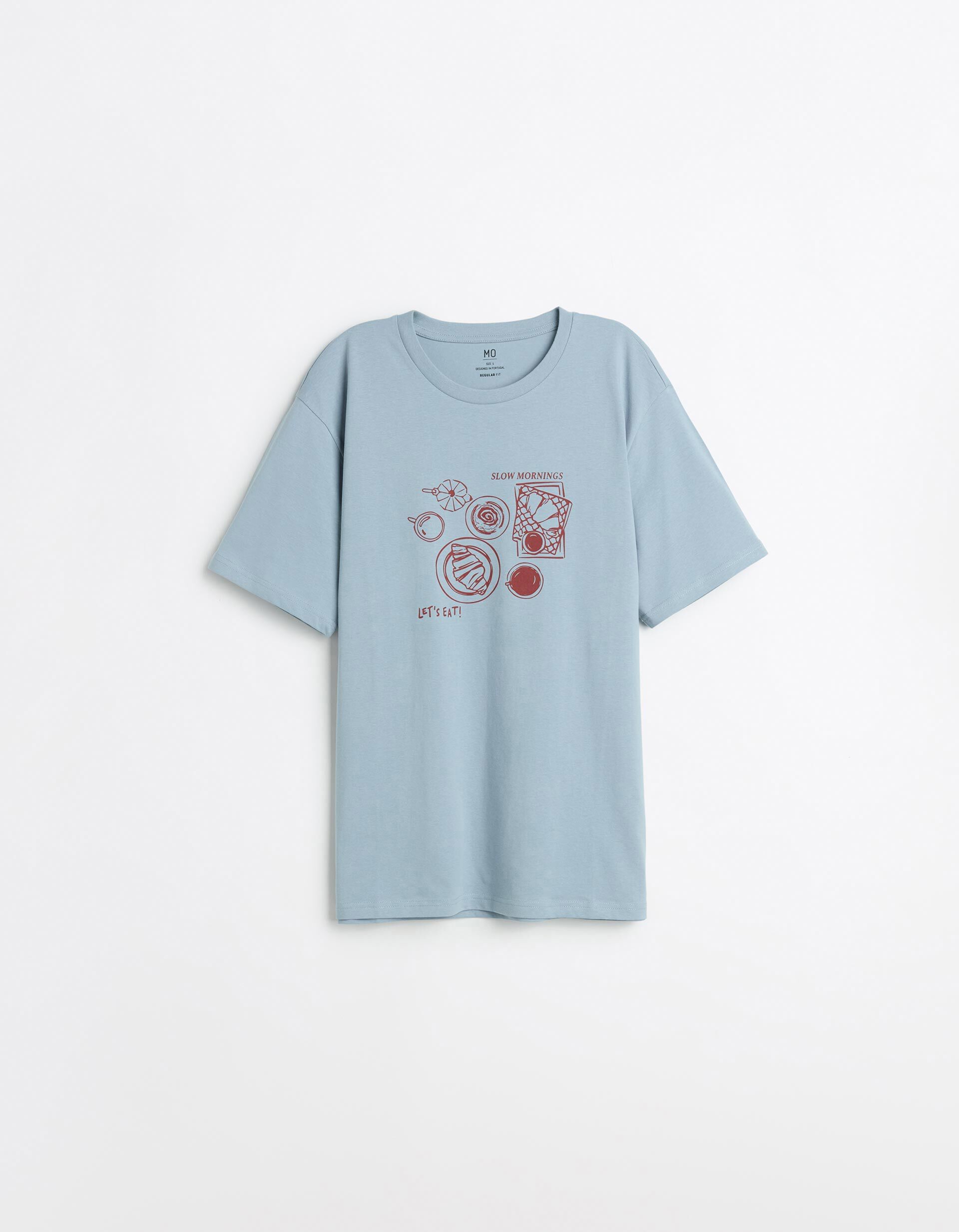 Comprar Online T-shirt Jersey Estampado, Homem, Azul Claro